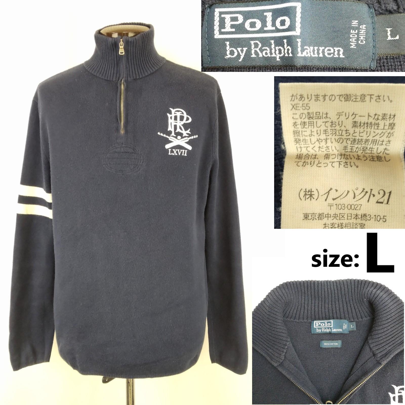 

POLO RALPH LAUREN Half-Zip Cotton Sweater [Men L/Navy] Japan Official(USED)