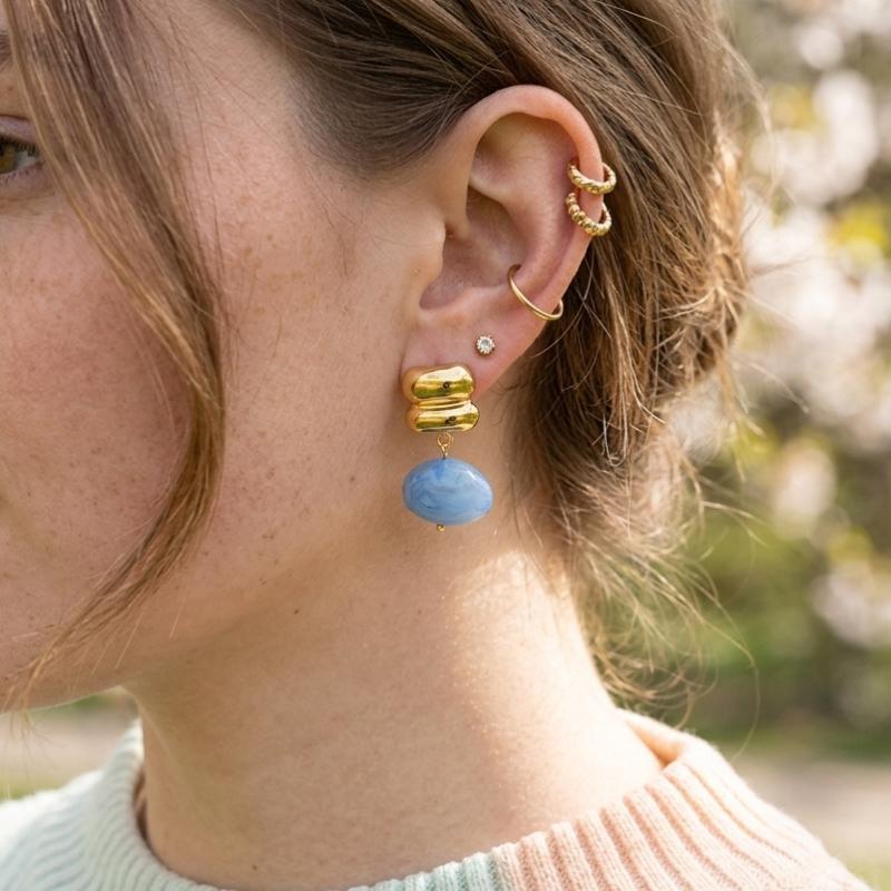 Multicolor Resin Drop Earrings For Women Minimalist Gold Pvd Plated Stainless Steel Earrings Fashion Jewelry Gift