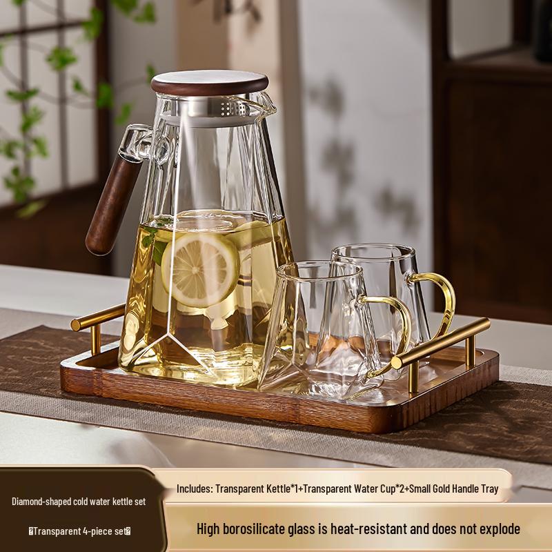 Yagang High-Temperature Resistant Glass Kettle Set for Tea, Living Room Cold Water Kettle Cup Set