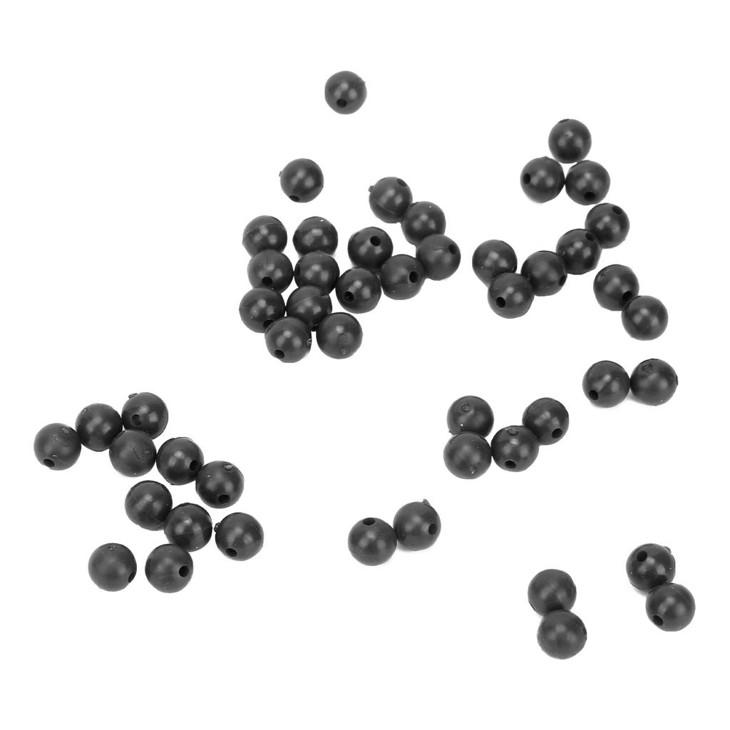 50pcs 8mm Space Beans Set Silica Gel Fishing Line Stopper Collision Avoidance BeansBlack