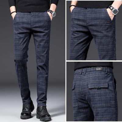 Herbst Und Winter Männer Casual Hosen Slim Fit Stretch Füße Männer Koreanischen Stil Hosen Plaid Plus Größe Casual Lange Hosen