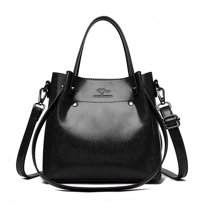 

Women Handbags bucket Tote Bag Soft Pu Leather Retro Designer Large Capacity Casual Ladies Shoulder Crossbody Bag Sac A Main чёрный