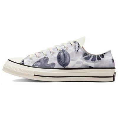1970s Chuck Taylor All Star Leaf Print Low-top Canvas Shoes Unisex Gray Blue