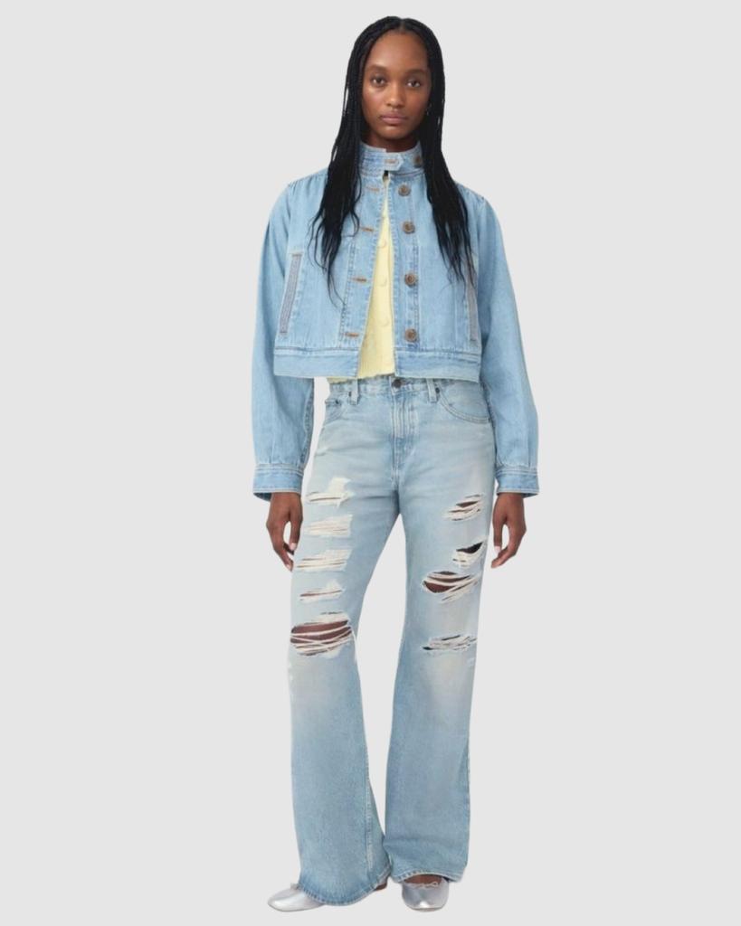 Levi's PRETTY Stand Collar Button-Down Cropped Trucker Jacket Women's 005AY-0006 US S