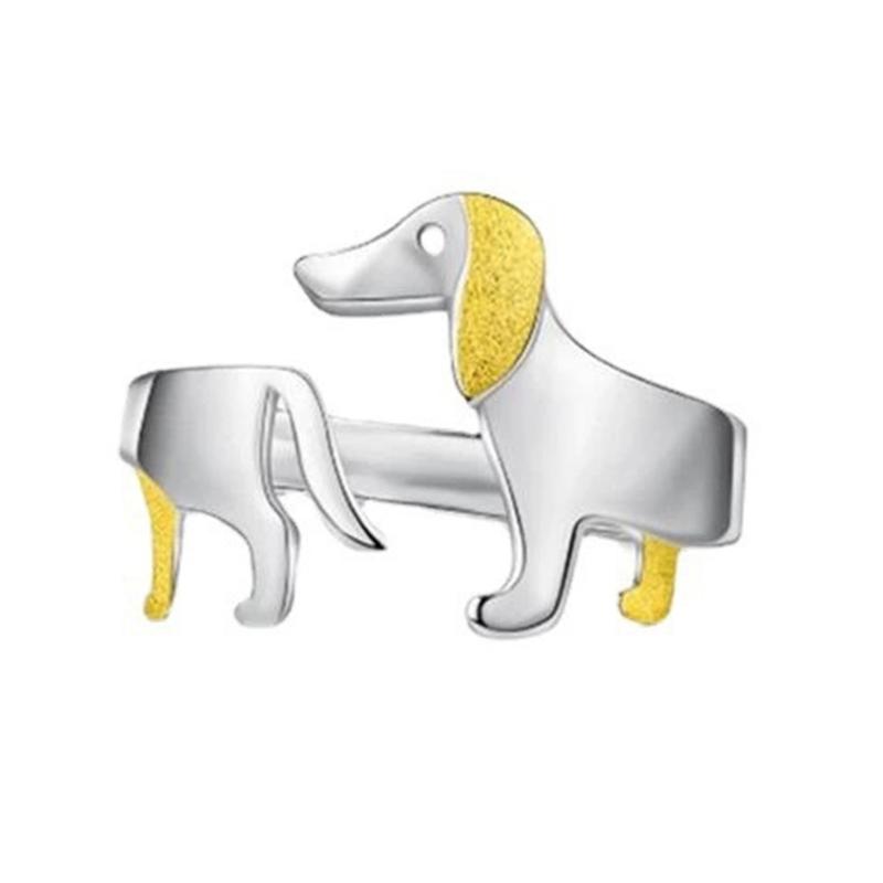 

Cute Dachshund Dog Open Rings Lovely Animals Open Rings Statement Jewelry Adjustable Finger Rings Simple Stackable Rings 1