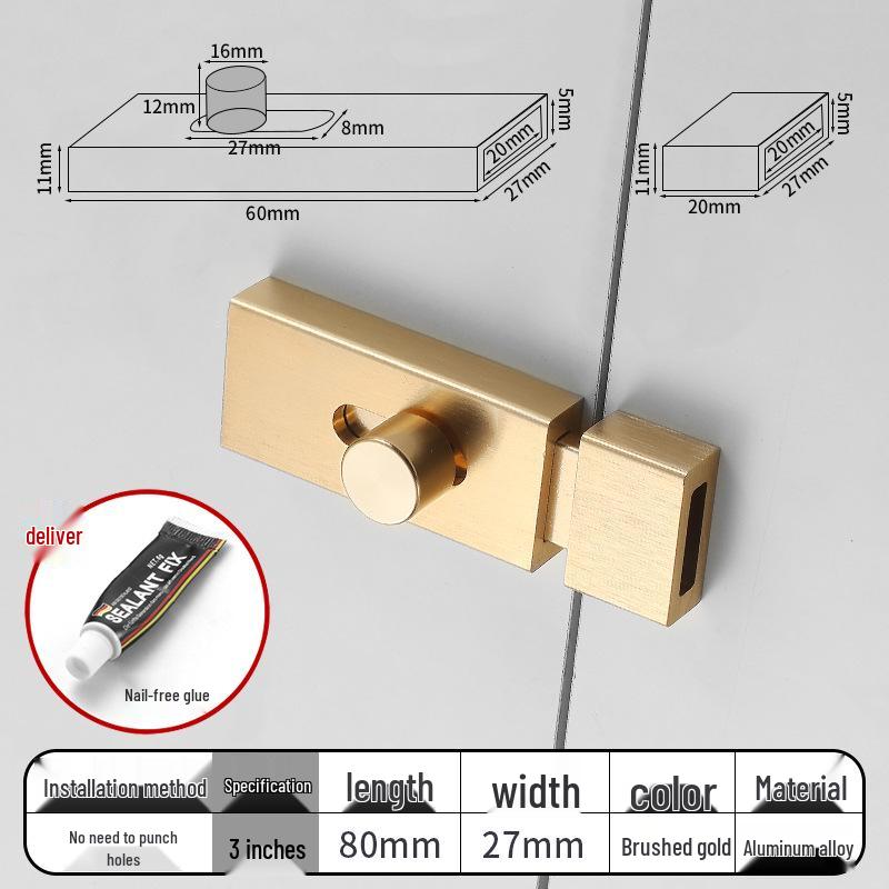 No-Drill Bathroom Door Latch: Simple Lock for Toilet & Sliding Doors