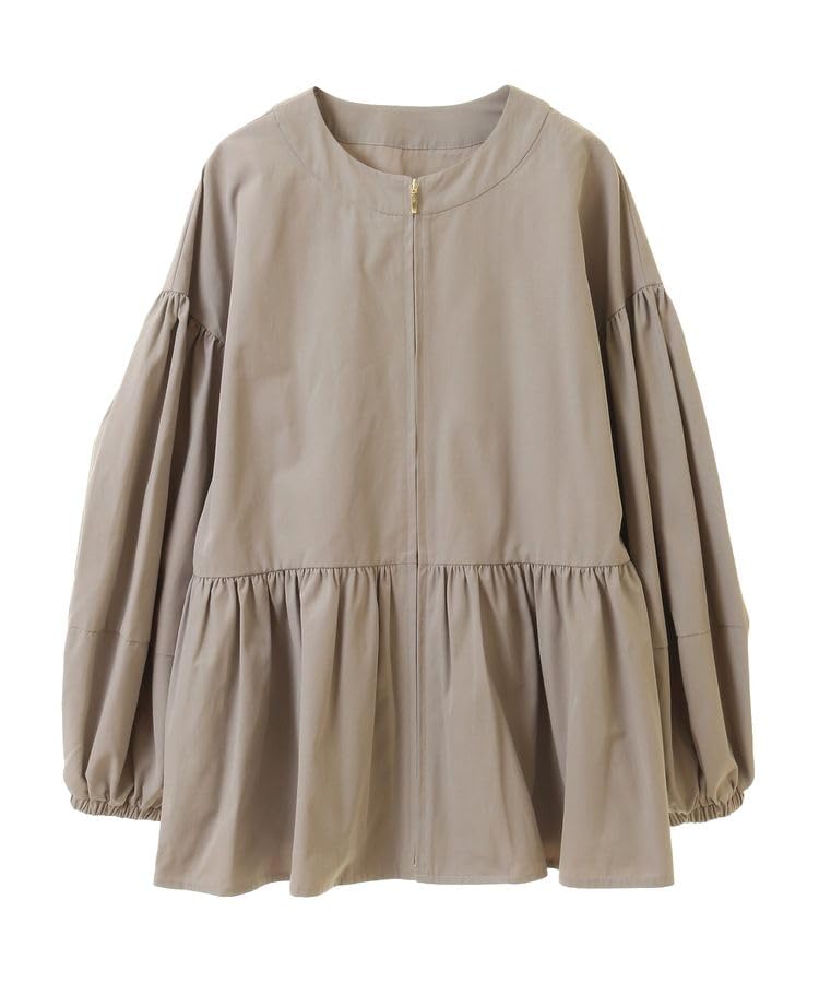 

music peplum zip gray beige [earth & ecology] Outerwear, water-repellent blouson, women s,