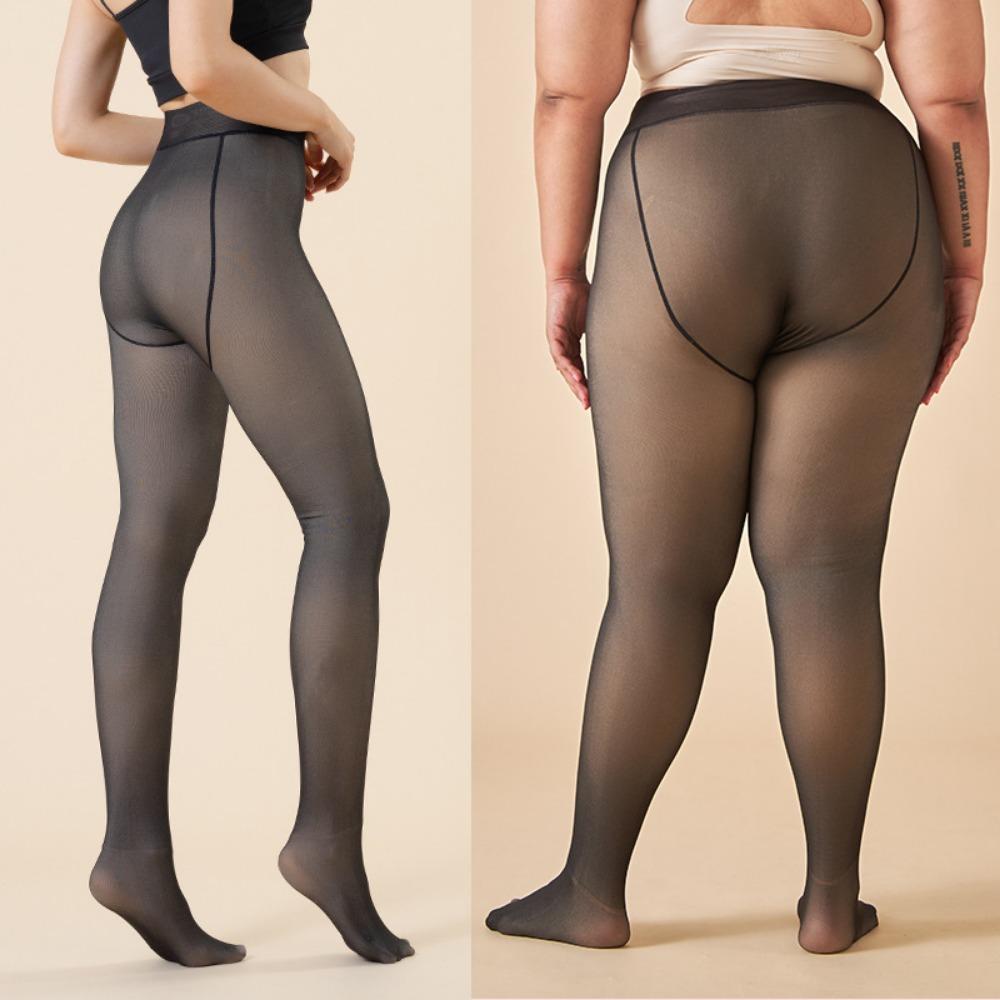 Transparente Leggings in Übergröße und Fleece-Strumpfhose für Flugbegleiterinnen, grau, mit nackten Beinen, dicke Strumpfhose