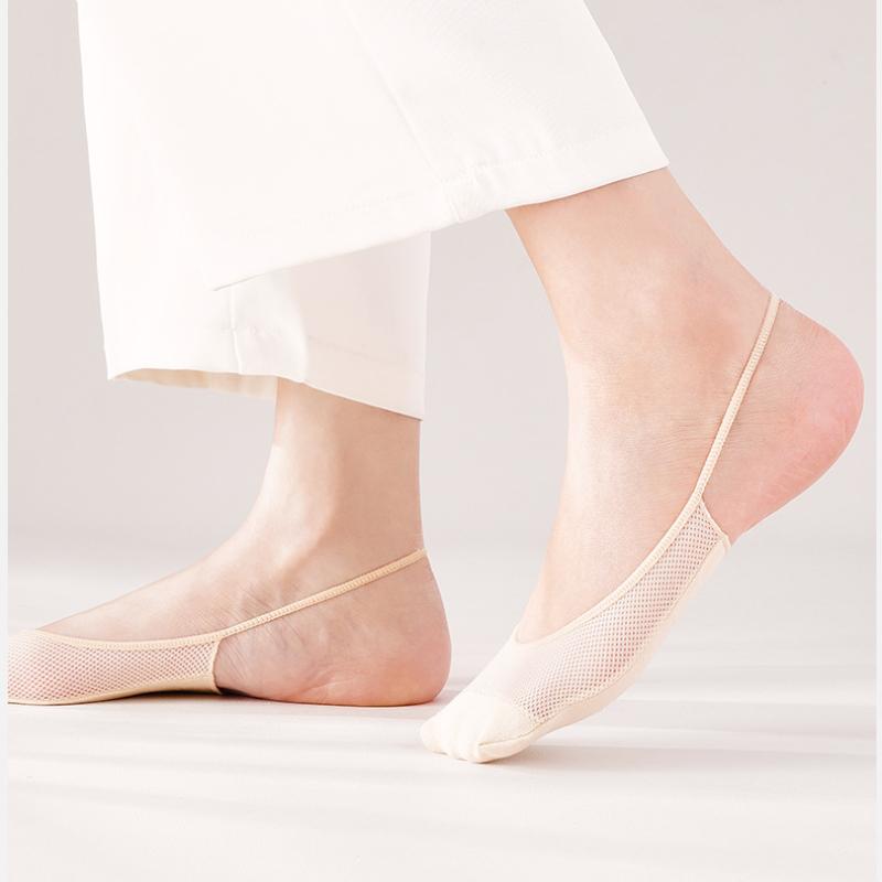 Spring and Summer Mesh Half Palm Socks Thin Sponge Cushion Garter Socks Invisible Non-slip Socks