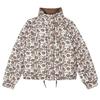Women's Printed Cotton Padded Jacket, Stand Collar, Thickened Loose Fit, Short, Winter 2026, Small Floral Retro Style.