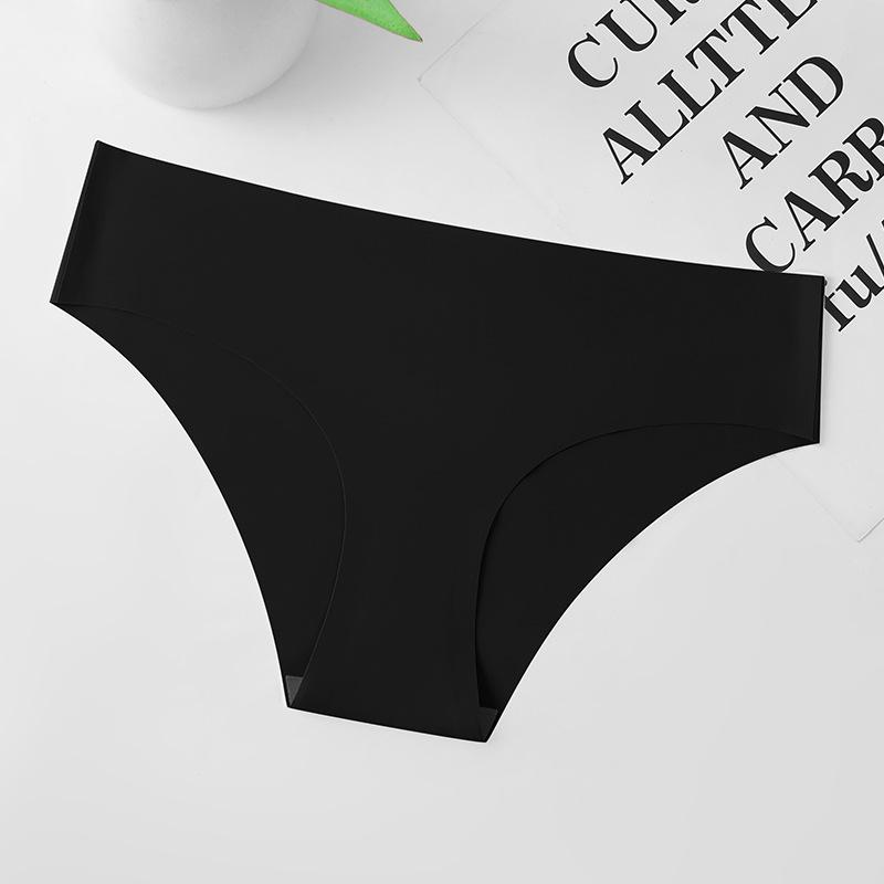 

Бесшовные трусики-треугольники Ice Silk - однотонные, сексуальное цельное женское нижнее белье M (European size 64) чёрный