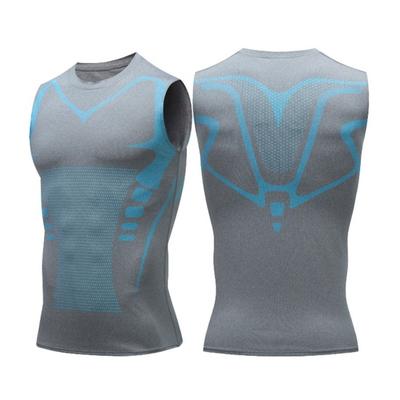 Débardeur de sport pour homme, coupe ajustée, haute élasticité, col rond, séchage rapide, sans manches, compression, modelage de la silhouette, gym, course à pied, basket-ball