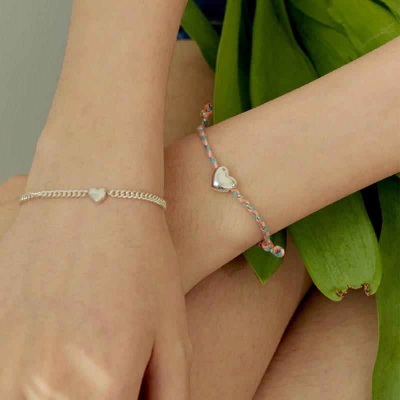 Murmur [925silver]Color Rope Heart Bracelet