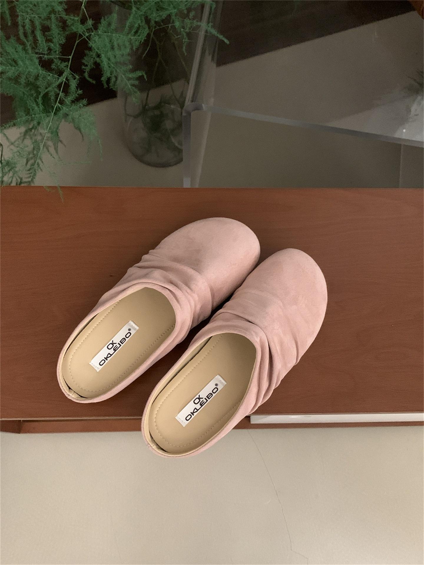 

Retro niche one-pedal colored baotou half slippers women s 2025 new outer wear lazy height-increasing muller shoes 39