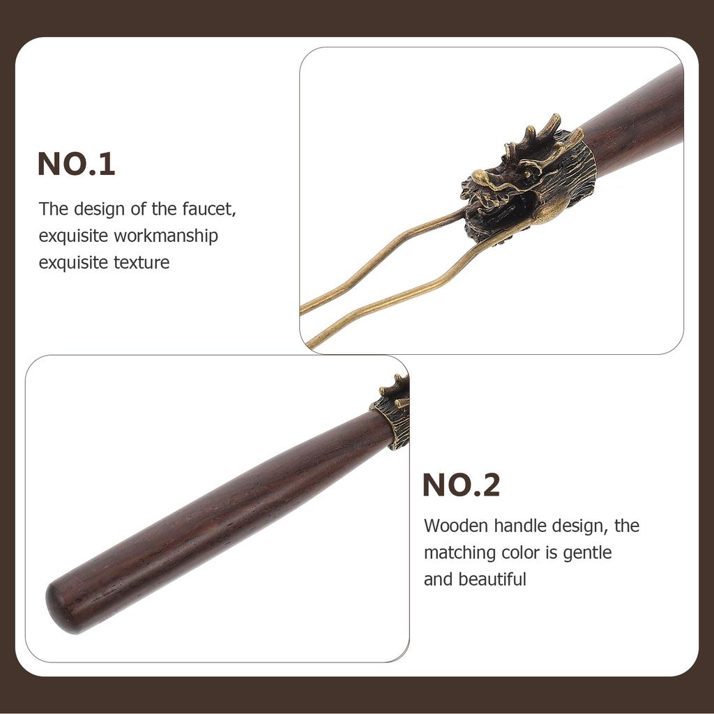 Praktischer Holz-Teetassen-Clip Kupfermaterial Rutschfestes Design Tee-Set-Zubehör Ergonomischer Griff Teezeremonie Zubehör