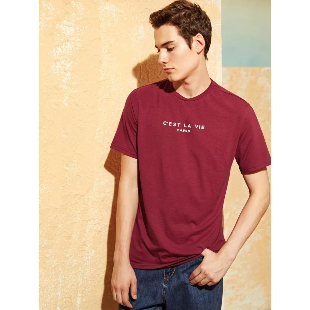 C'Est La Vie  Funny Letter Graphic Men T Shirt Cotton Casual Tshirts Harajuku Oversize Tshirt Loose Breathable Tee Clothes