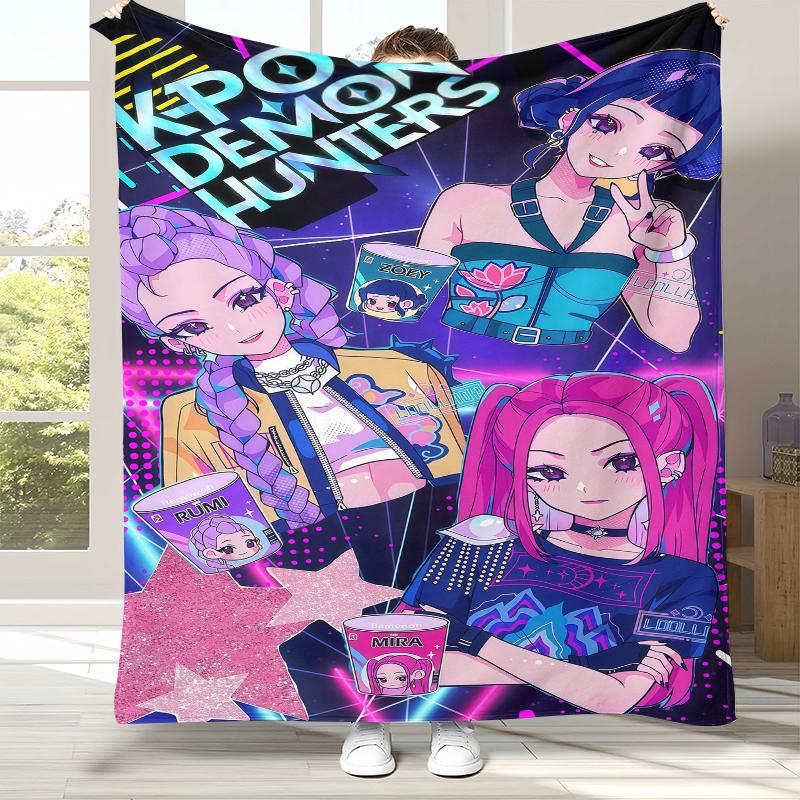 K-Pop Demon Hunters Golden Saja Boys Flannel Blanket,Ultra Soft Warm Plush Throw for Home Bedroom Bed Sofa Cover Office Picnic