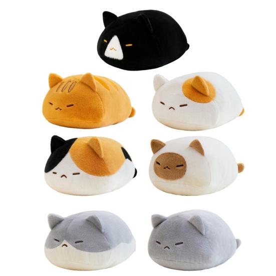 Lying Down Cat Plush Pillow, Soft Stuffed Kitten Doll, Cute Sleeping Cat Plushie for Bedroom, Cuddle Toy Gift for Girls