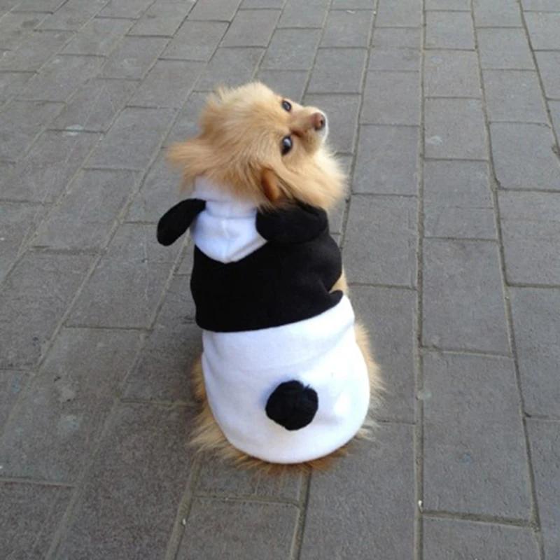 Cute Dog Cosplay Panda Winter Clothes Fleece Ear Hoody Pullover Warm Coat Costume For Small Pet Chihuahua Puppy Lovely Jacket