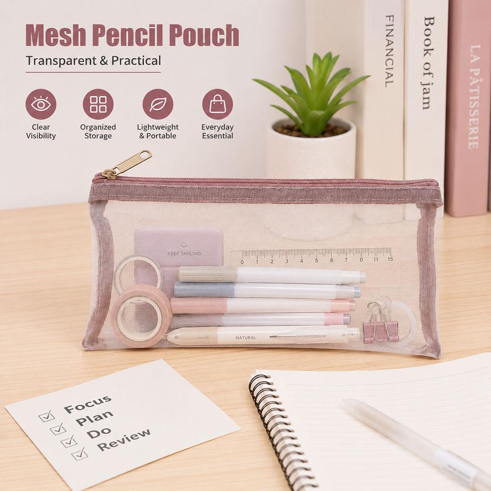 Transparent Pen Bag Square Shape Stationery Pouch Portable Storage Pouch  Beauty Tool Storage