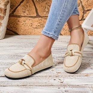Pointed Flat-soled Single Shoes Large Size Fashion Fly-woven One-pedal Casual Women's Shoes