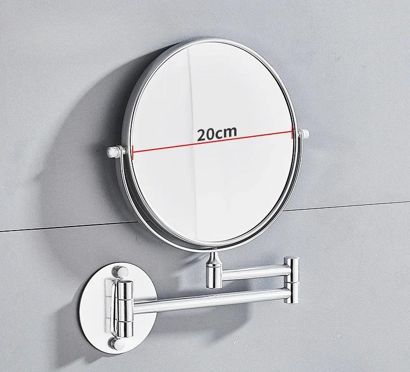 Wall Hanging Double Sided Mirror Bathroom Makeup Mirror Aluminum Black/Gold/Silver Telescopic Mirror Folding Beauty Mirror