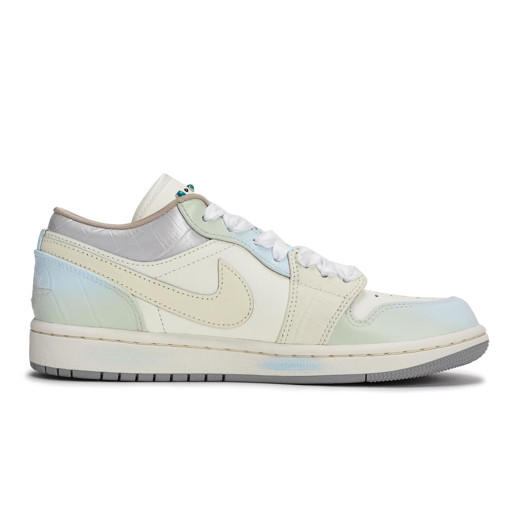 Jordan Air Jordan 1 Vintage Basketball Shoes Women's Low Top Beige/White/Gray/Blue/Green IH7323-100(Team80-S-BOX)