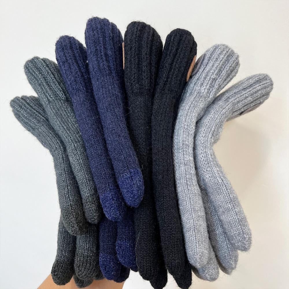 Windproof Wool Knitted Gloves Thicken Full Finger Guantes Fashion Crochet Glove Women Men