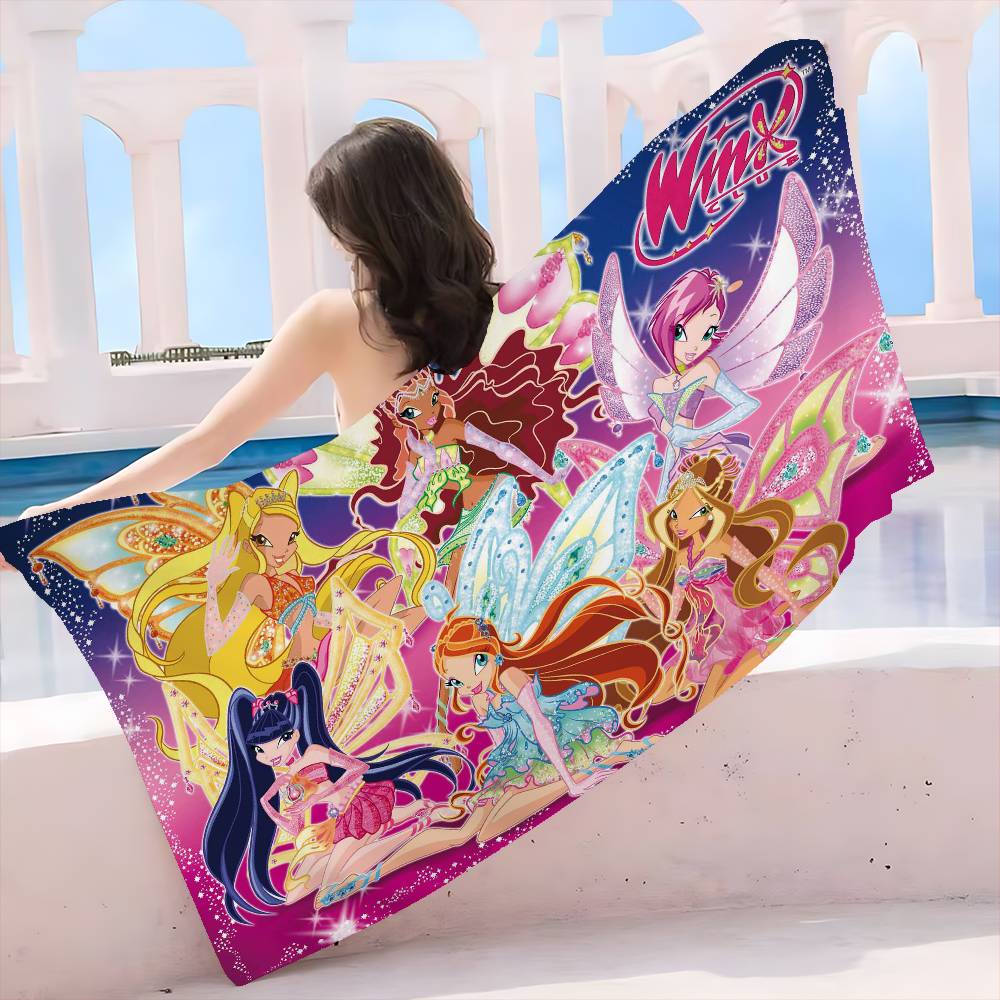 Girl-W-Winx Catoon Clubs Microfiber Beach Towel Absorbent Quick Dry Soft Yoga Swimming Resort Mountain Climbing Towel