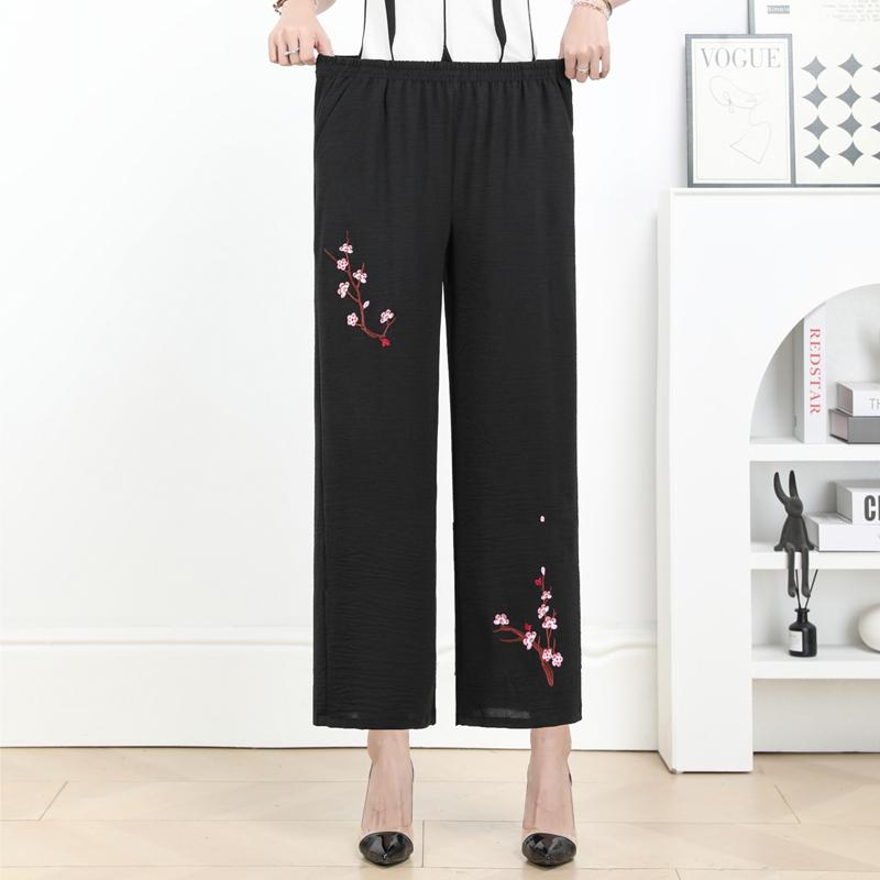 Plus Size Straight Leg Pants Women's Elastic Waist Loose Pants Street Women's Casual Clothing Home Trousers