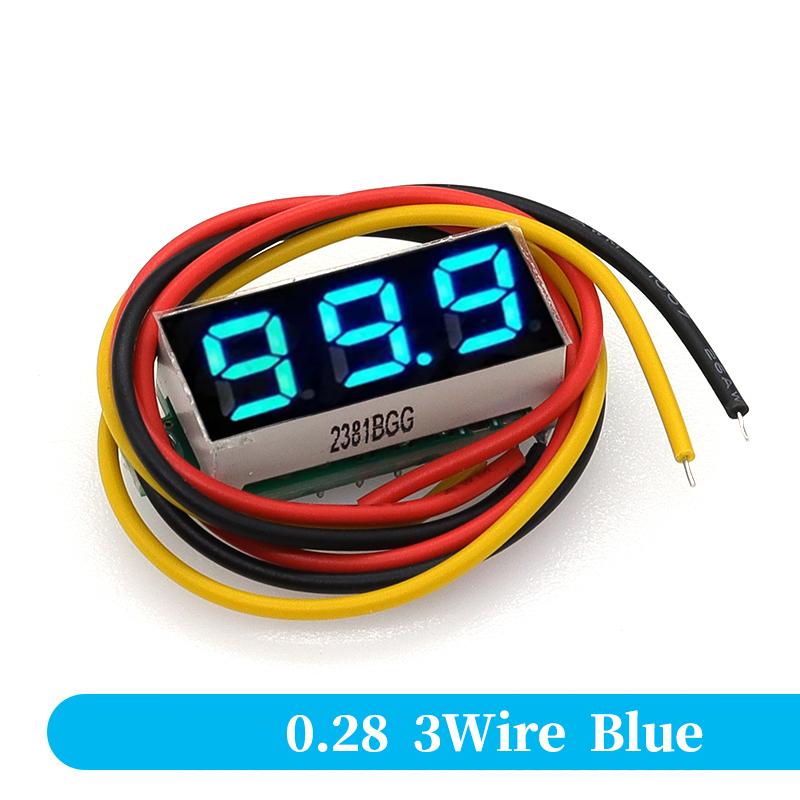 Javino DC 0-100V LED Digital Voltmeter 0.28" 0.36" Red Green Blue Voltage Detector for Car 12V Mobile Power