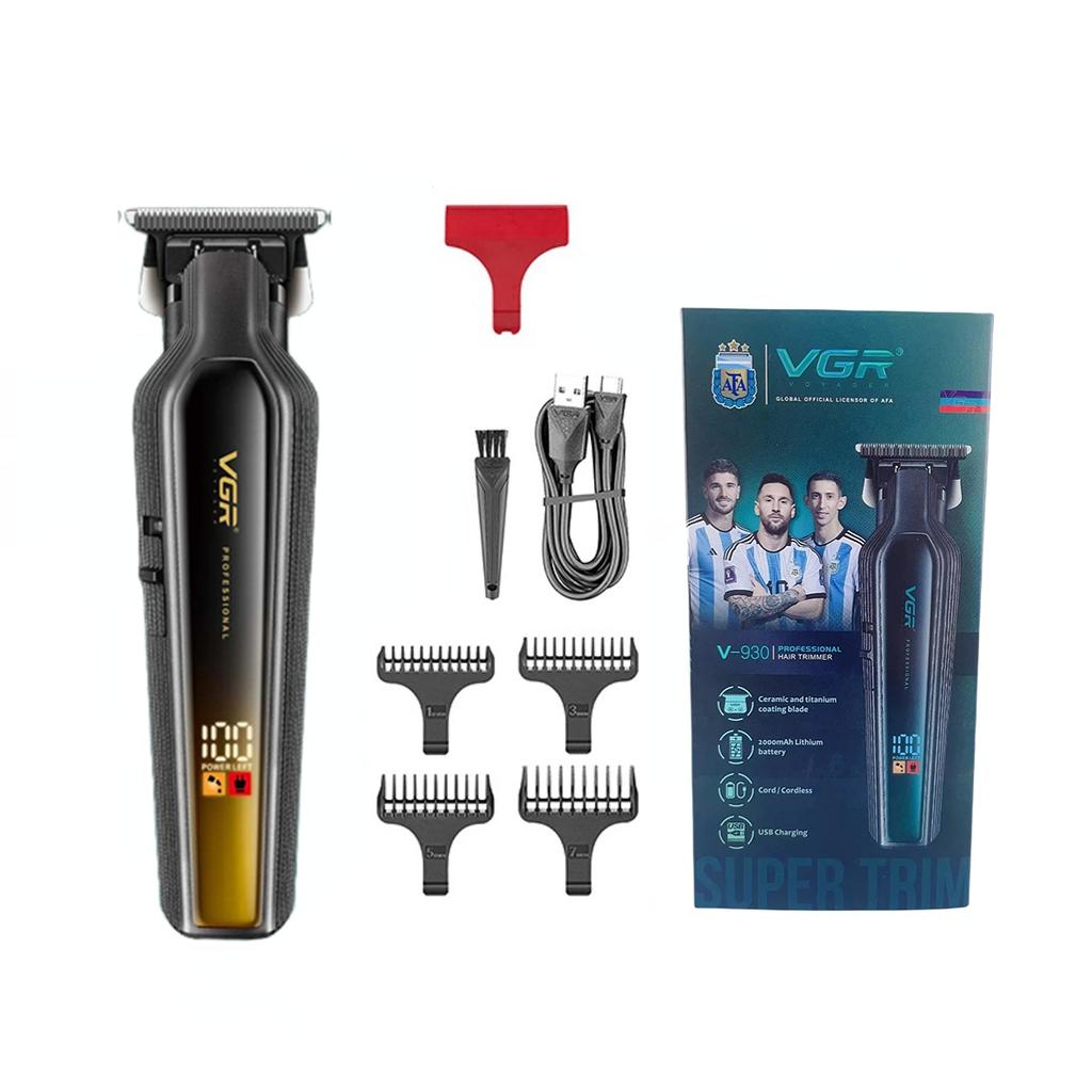 VGR Hair Trimmer Cordless Hair Cutting Machine Electric Hair Clipper Professional Haircut Barber DLC Blade Trimmer for Men LED Digital Display V-930