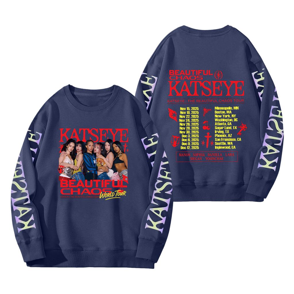 Damenmode Langarm Print Rundhals Lockerer Pullover Sweater Top