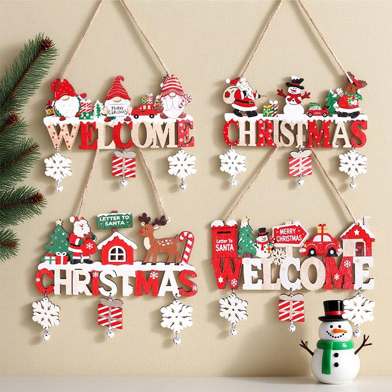 Wooden Christmas Hanging Pendants Gnome Santa Claus Merry Christmas Decoration For Home Xmas Tree Ornaments  Year Gifts