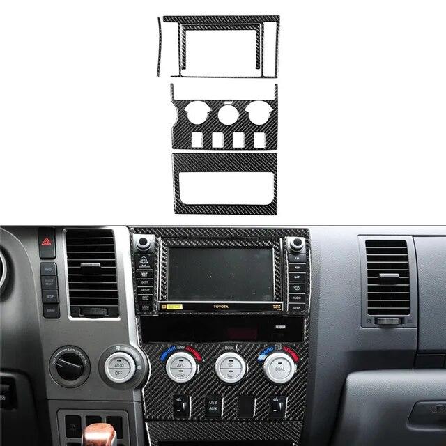 Car Accessories Carbon Fiber Central Control Decorative Panel Strip Sticker Fits Toyota Tundra 2007-2013