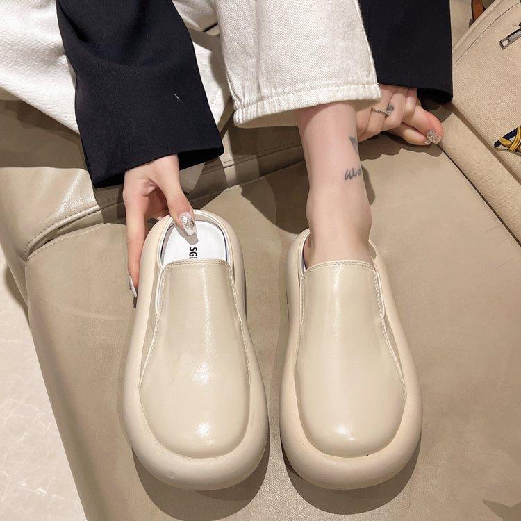 [Ushilai] British style platform slippers women's 2025 spring new fashion height increase casual versatile one pedal