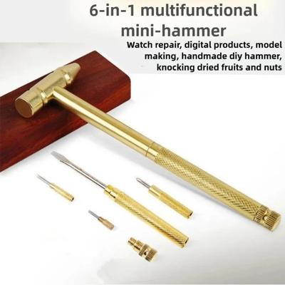 Mini Marteau Multifonctionnel 6-en-1 - Petit Marteau, Casse-noix, Tournevis & Plus - Outil Pratique Tout-en-Un pour la Maison, l'Extérieur