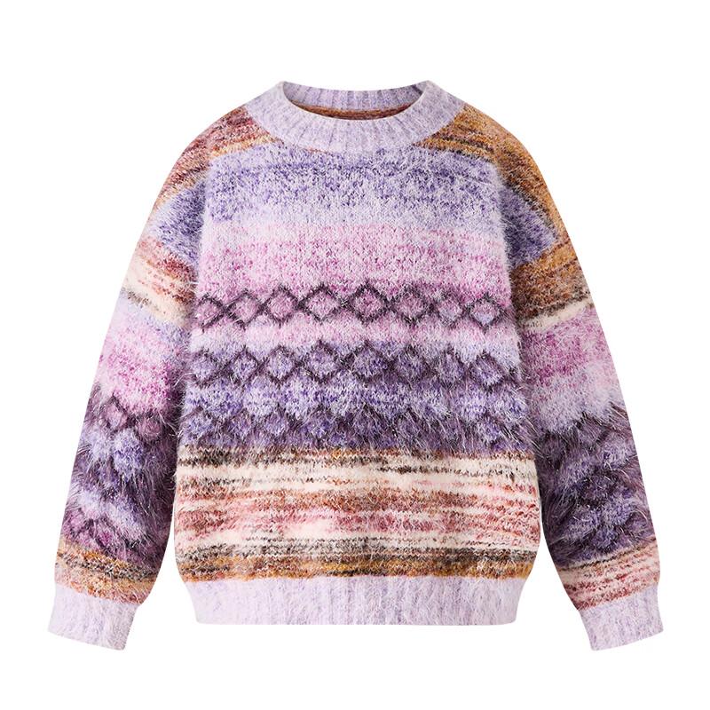 Little Naive Girls' Gradient Striped Knit Sweater
