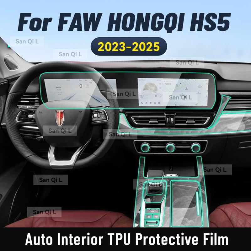 Interior TPU for FAW HONGQI HS5 -2025 Protective Film Cover Anti-Scratch Gearbox Panel Navigation Screen Automotive FILM