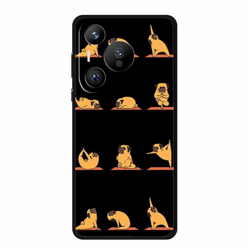 Black Silicone Case For Huawei Pura 70 Pro Case Cartoon Cat Soft Back Cover For Honor 400 Pro 5G Phone Case 400Pro Coque Funda