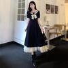 Plus Size Preppy Embroidered Sailor Dress – Tummy-Slimming A-Line Skirt for Curvy Girls