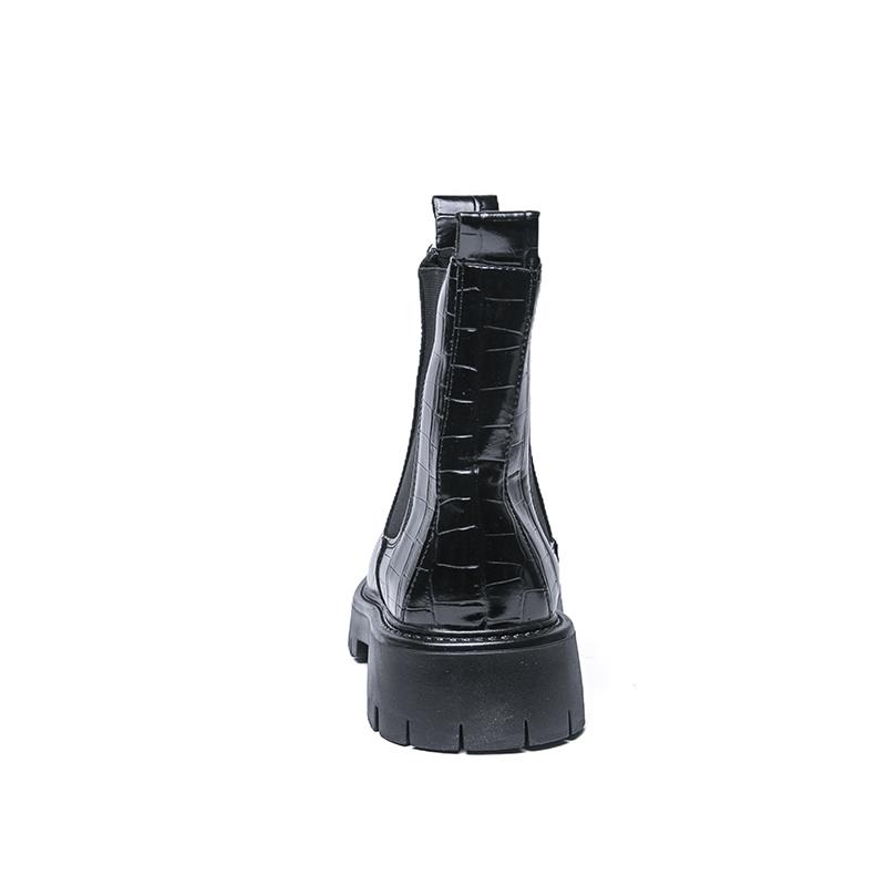 Men’s Retro Punk Thick Sole Platform Boots Black Chelsea Motorcycle Boots High Boots Plus Size