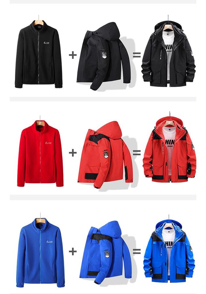 2023 European Winter Plus Size Waterproof Windproof Hooded Outdoor Two-piece Climbing Set
