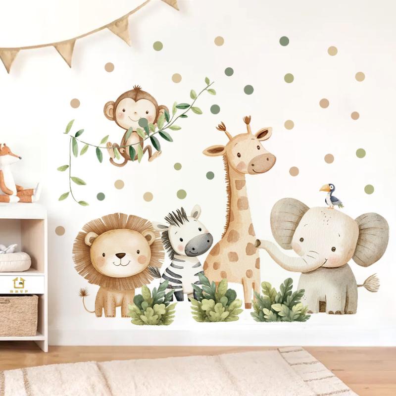 Cartoon Waldtiere Wandaufkleber Für Kinder Kinderzimmer Mädchen Junge Babyzimmer Dekoration Elefant Giraffe