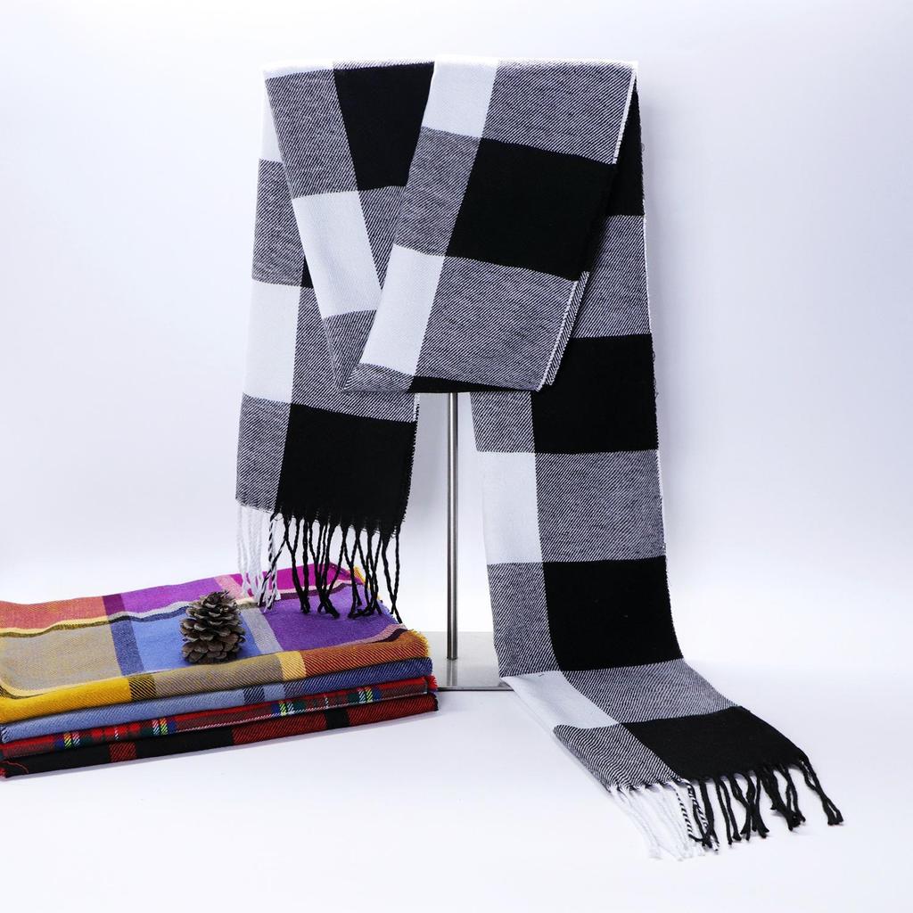 2025 Autumn/Winter Korean Style Imitation Cashmere Plaid Scarf for Men