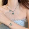 Mint sea blue love zircon necklace female design sense niche ins versatile pure desire wind senior collarbone chain female