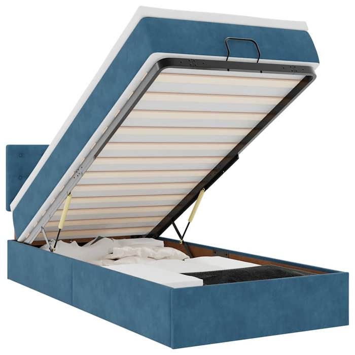Maison Exclusive - Lit ottoman avec matelas et LED bleu foncé 80x200cm velours