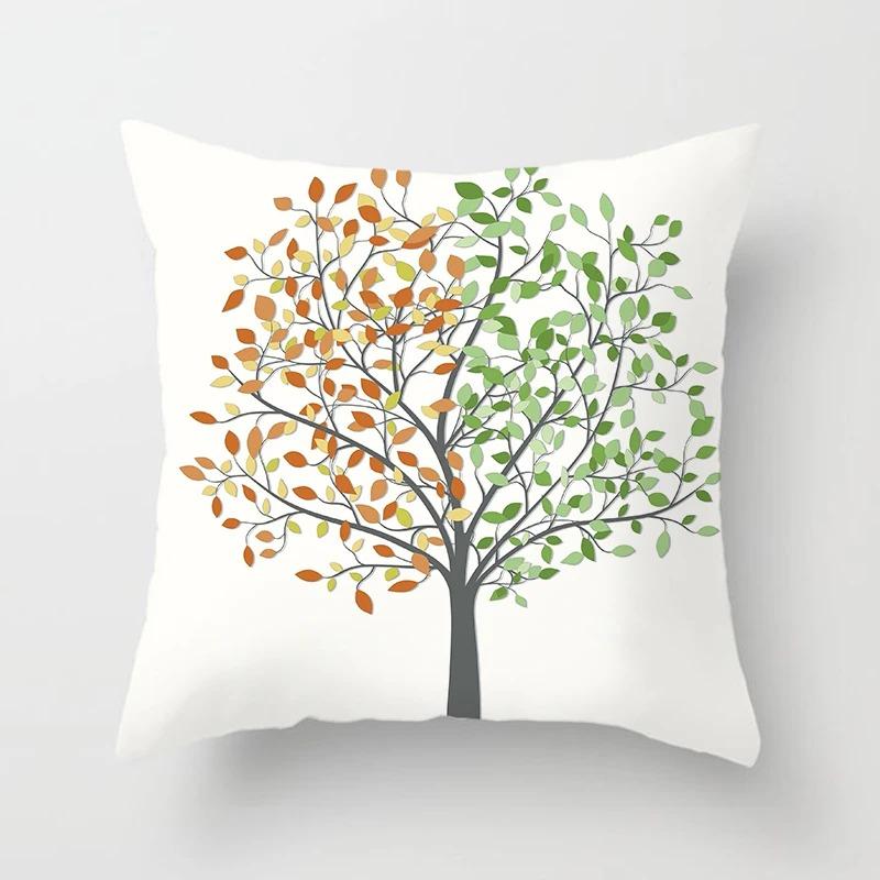 Colorful Tree Pattern Pillowcase Interior Decoration Office Living Room Home Pillowcase