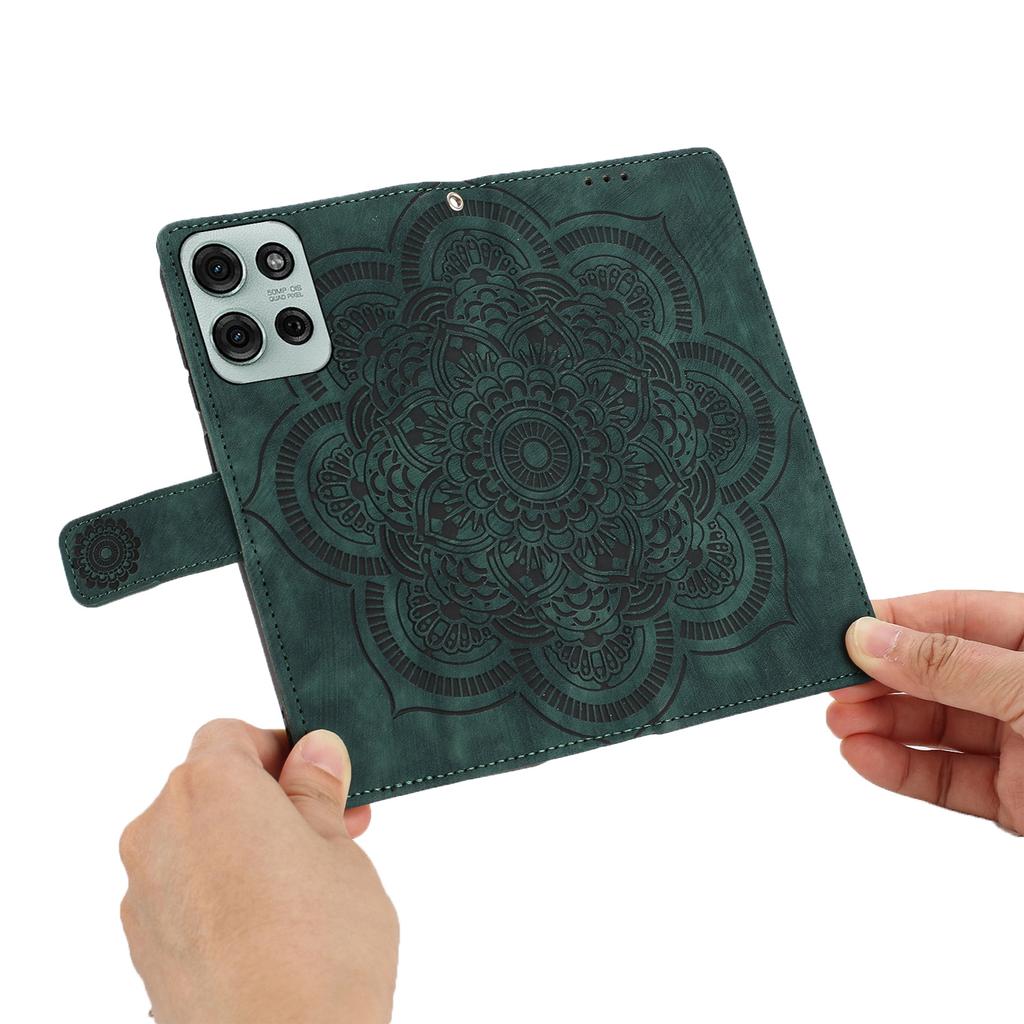 Für Motorola Moto G75 5G Hülle mit 2 Stück Panzerglas WANLONFENG MTL Serie Mandala Leder Handyhülle