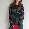 2026 Autumn/Winter Korean Color Block Striped Knit Cardigan for Women - Simple, Loose, Slimming, Lazy Style Sweater Coat